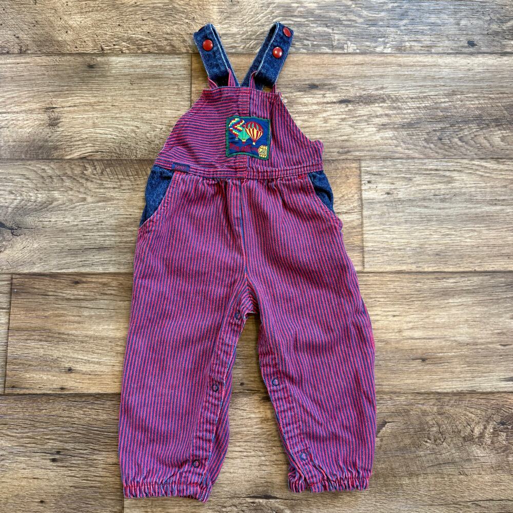 Vintage Lee Pinstriped Abstract Denim 24M Overalls
